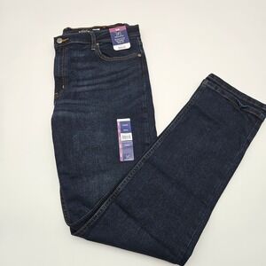 George Slim Fit Dark Wash Stretch Denim Jeans Men Size 38x34 Straight Leg